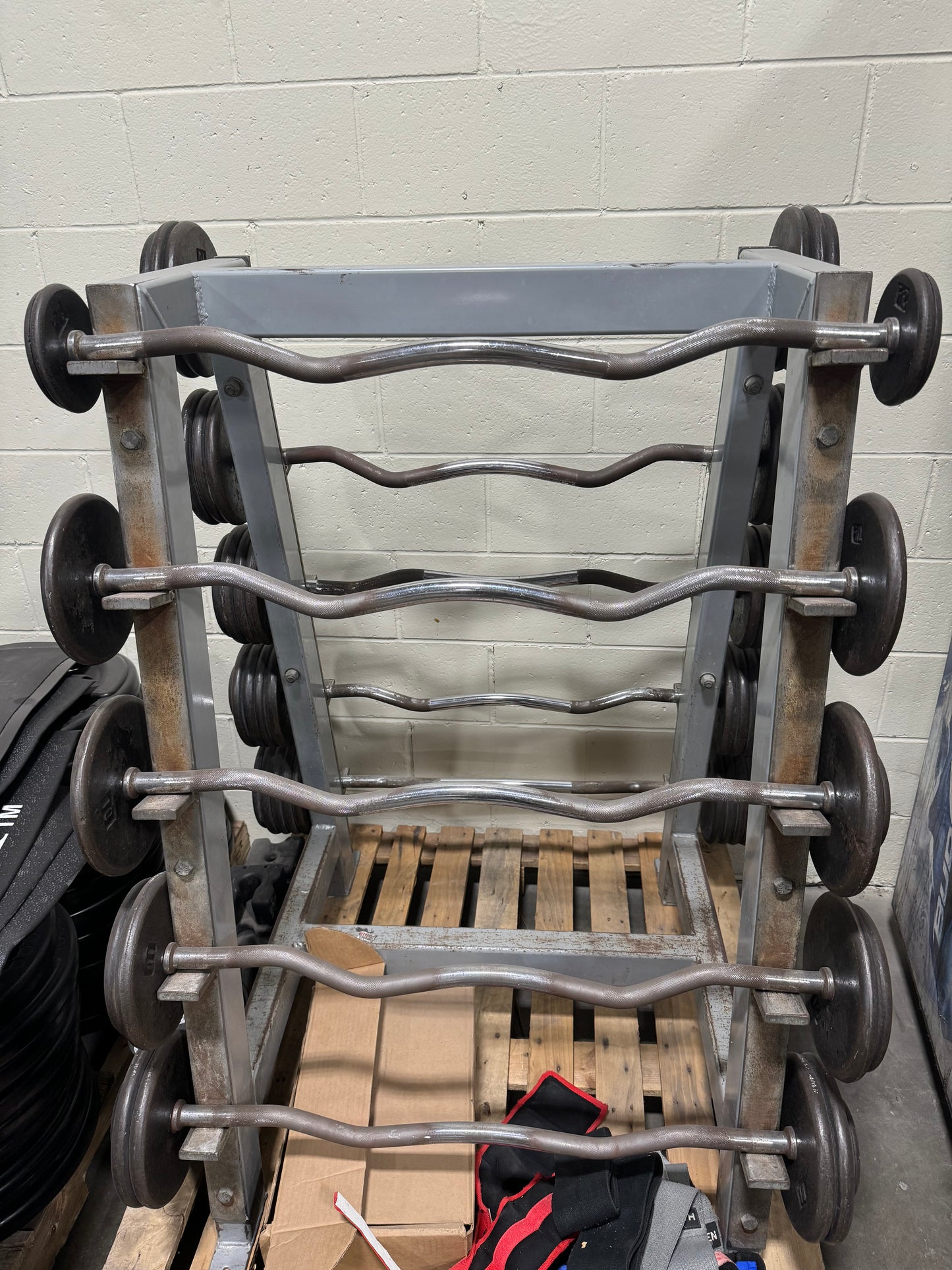 Metal EZ Curl Barbells w/ Flex Fitness Rack 20-110lbs