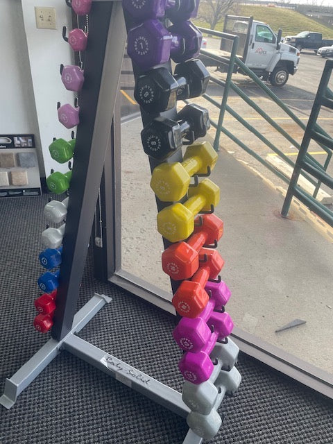 Body-Solid GDR24-VPACK 12 Pairs Vinyl Dumbbells 1-15 lbs w/Rack (New)