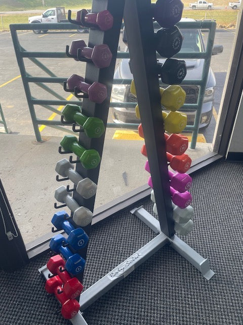 Body-Solid GDR24-VPACK 12 Pairs Vinyl Dumbbells 1-15 lbs w/Rack (New)