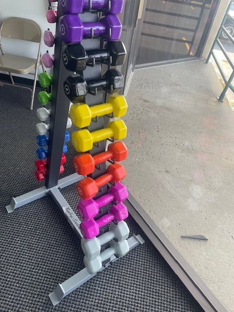 Body-Solid GDR24-VPACK 12 Pairs Vinyl Dumbbells 1-15 lbs w/Rack (New)
