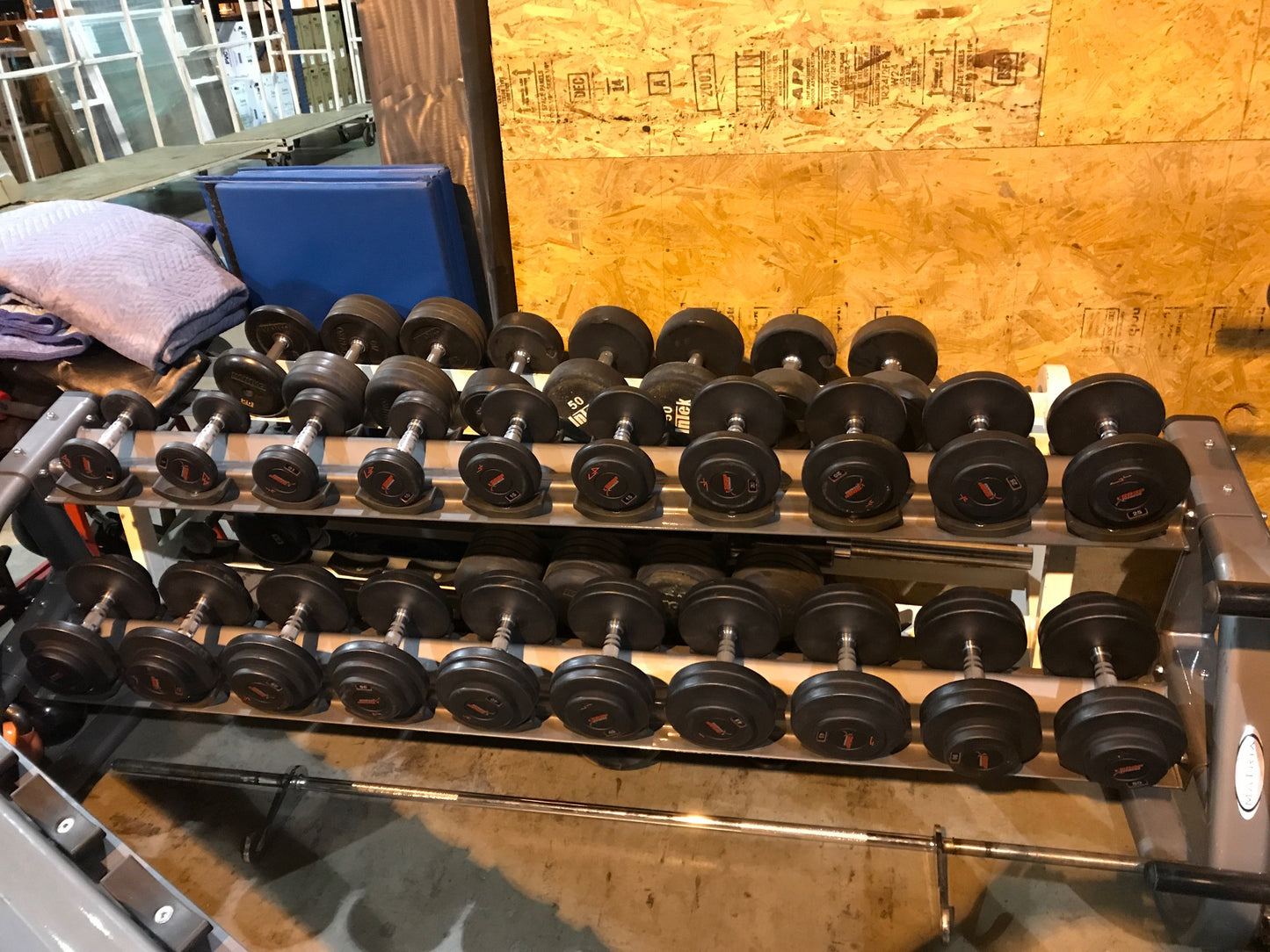 5-100lbs Urethane Pro Style Dumbbell w/ 2 tier rack