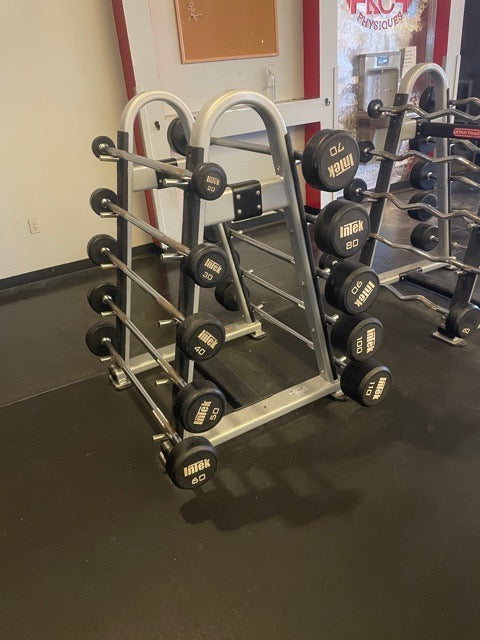 Intek 20-110lbs Straight Barbell Set w/ Rack