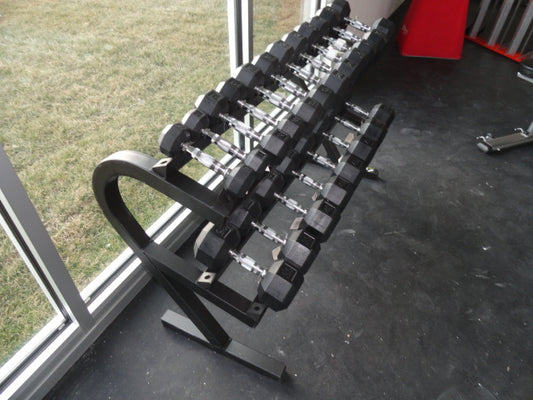 VTX 5-50lbs Dumbbells Rubber ends w/ 2 tier rack