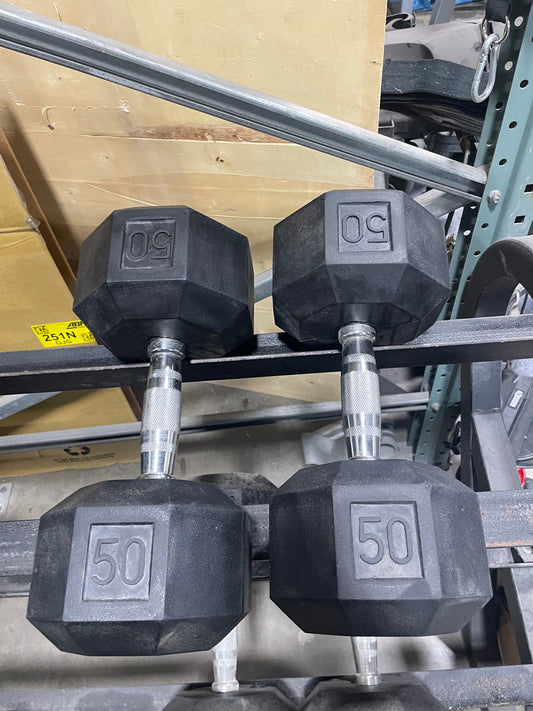 Rubber Hex Head Dumbbell Set 50lb