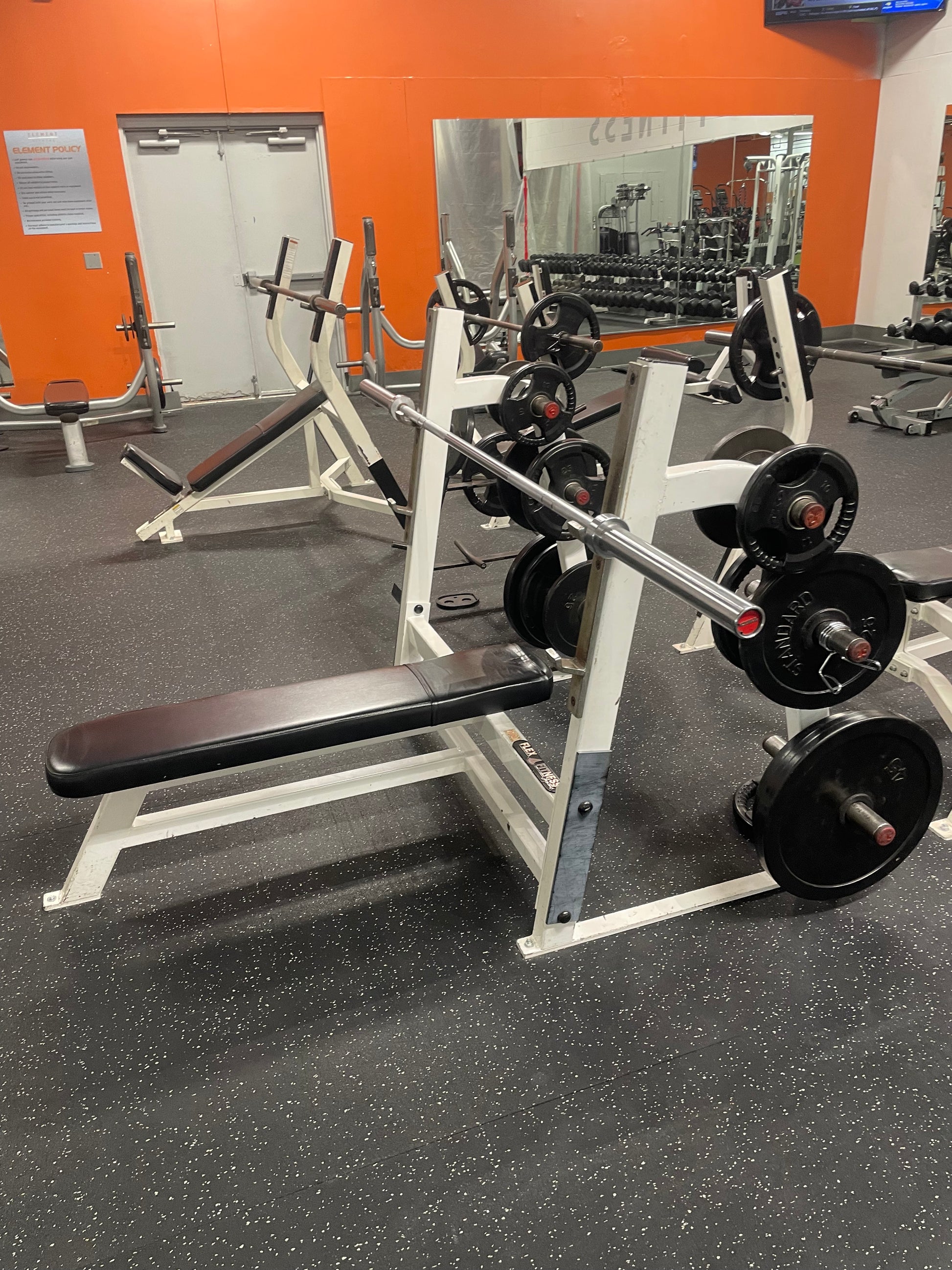 Flat Bench Used Bench Press Set Flex Fitness Olympic Flat Bench