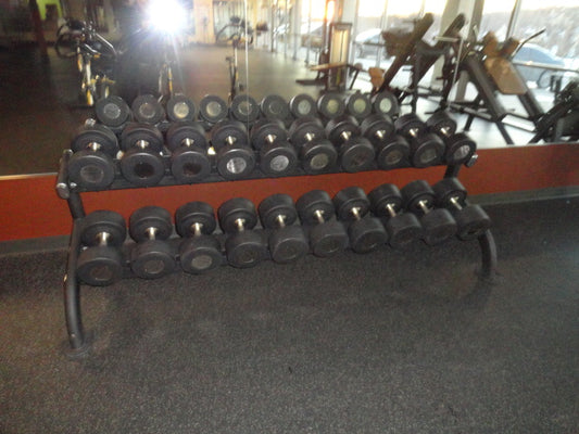 Hampton 55-100lbs Urethane Dumbbells w/ Tuff Stuff rack