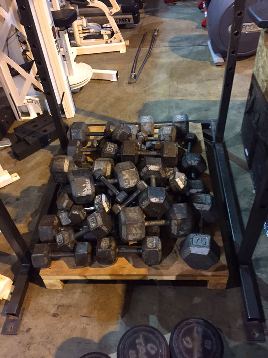 Hex Head Steel Dumbbells 5-75lbs missing the 70lb set.