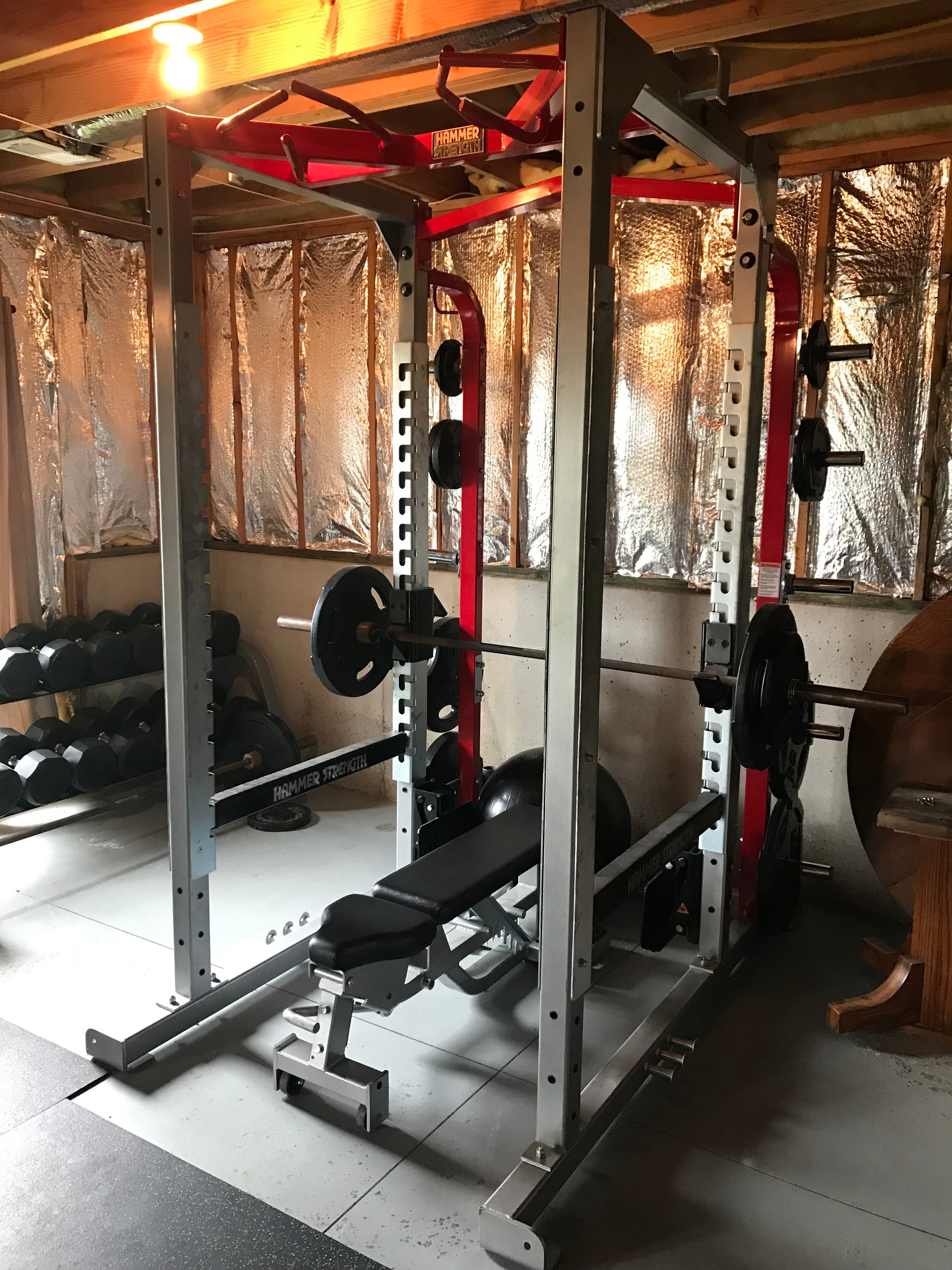 Hammer Strength HD Elite Power Rack Full Cage w/ Adjustable Bench ...