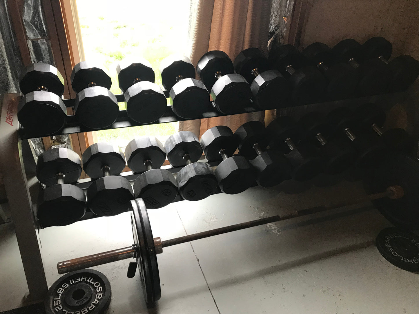 Troy Fitness 5-100 Dumbbells with 2 tier racks