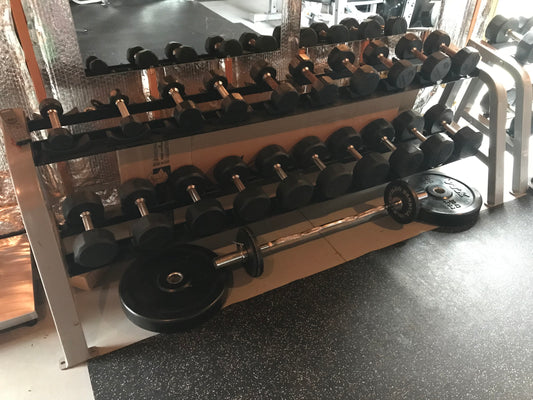 Troy Fitness 5-100 Dumbbells with 2 tier racks